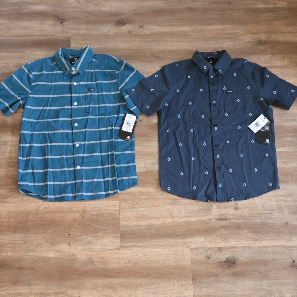 Volcom Boys Teal and Navy Casual Shirts
